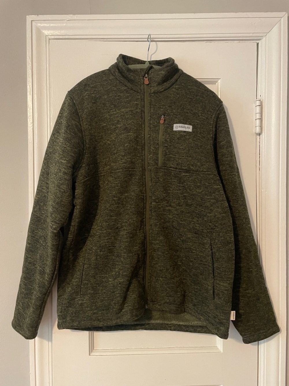 Magellan Outdoors Heather Olive Full-Zip Knit Fleece Jacket
